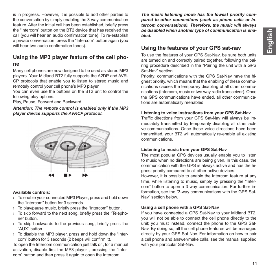 En g li s h | MIDLAND BT2 User Manual | Page 11 / 23