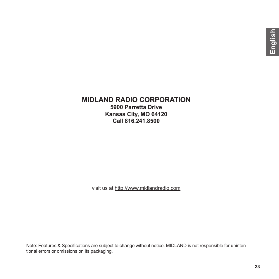 MIDLAND BT2 User Manual | Page 23 / 23