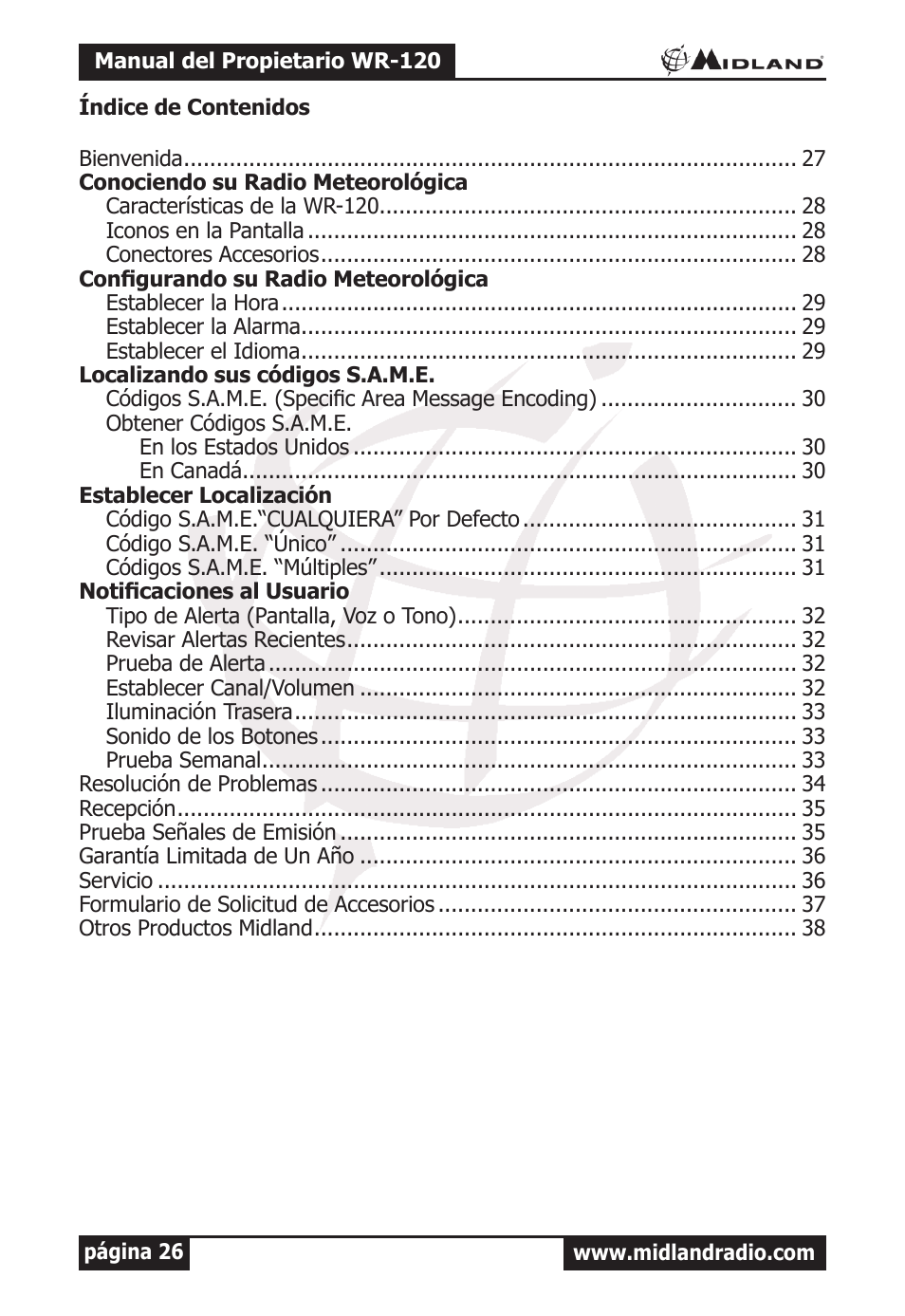 MIDLAND WR-120 Owner Manual User Manual | Page 27 / 39