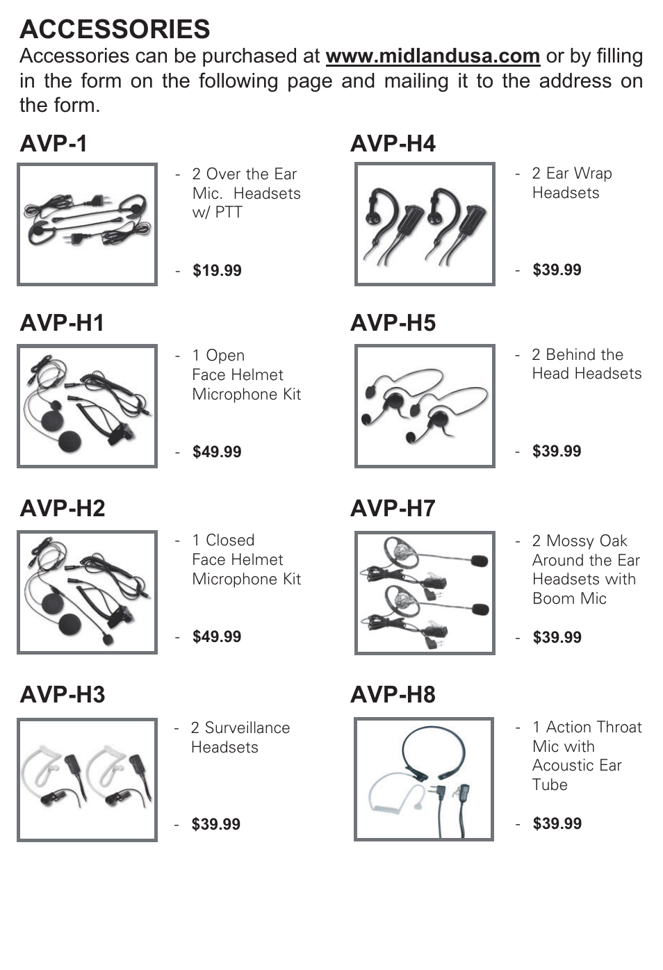 Accessories | MIDLAND LXT500/535 User Manual | Page 13 / 16