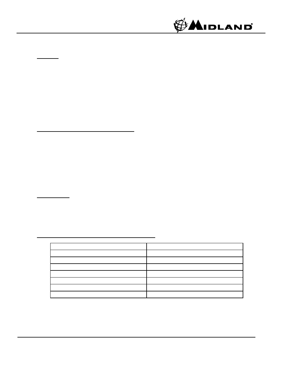 Technical specifications | MIDLAND 1001LWX User Manual | Page 9 / 14