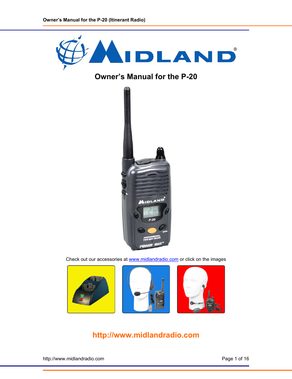 Midland Radio P-20 User Manual | 16 pages