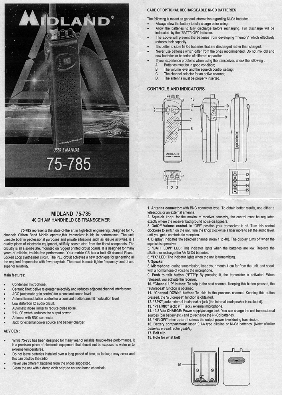 Midland Radio 75-785 User Manual | 3 pages