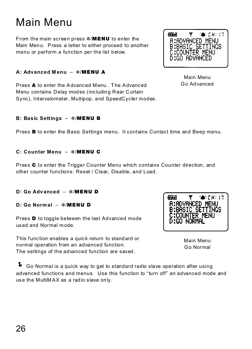 Main menu | MaxTech Transceiver User Manual | Page 25 / 55