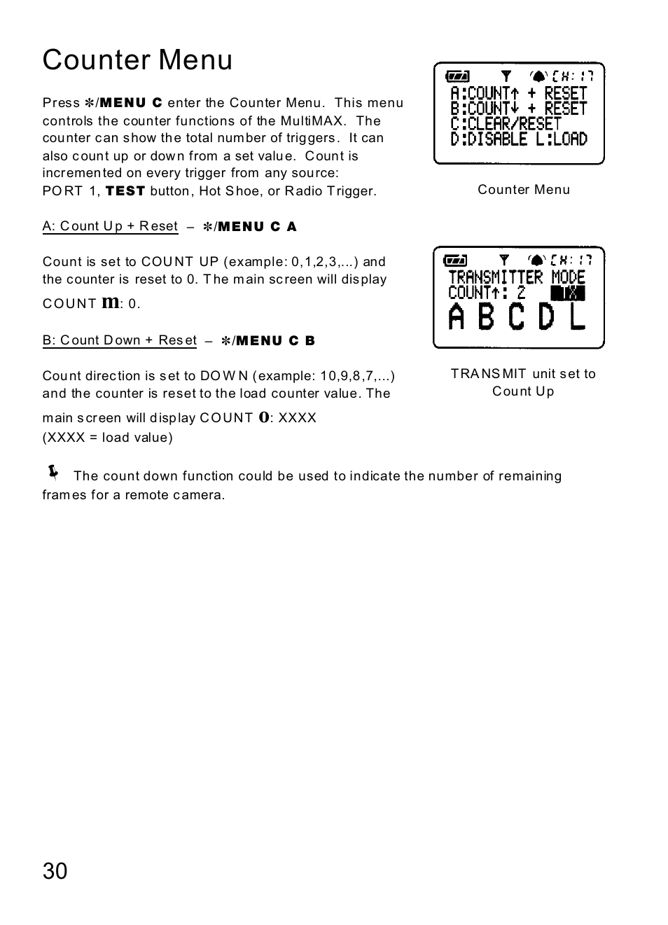 Counter menu | MaxTech Transceiver User Manual | Page 29 / 55