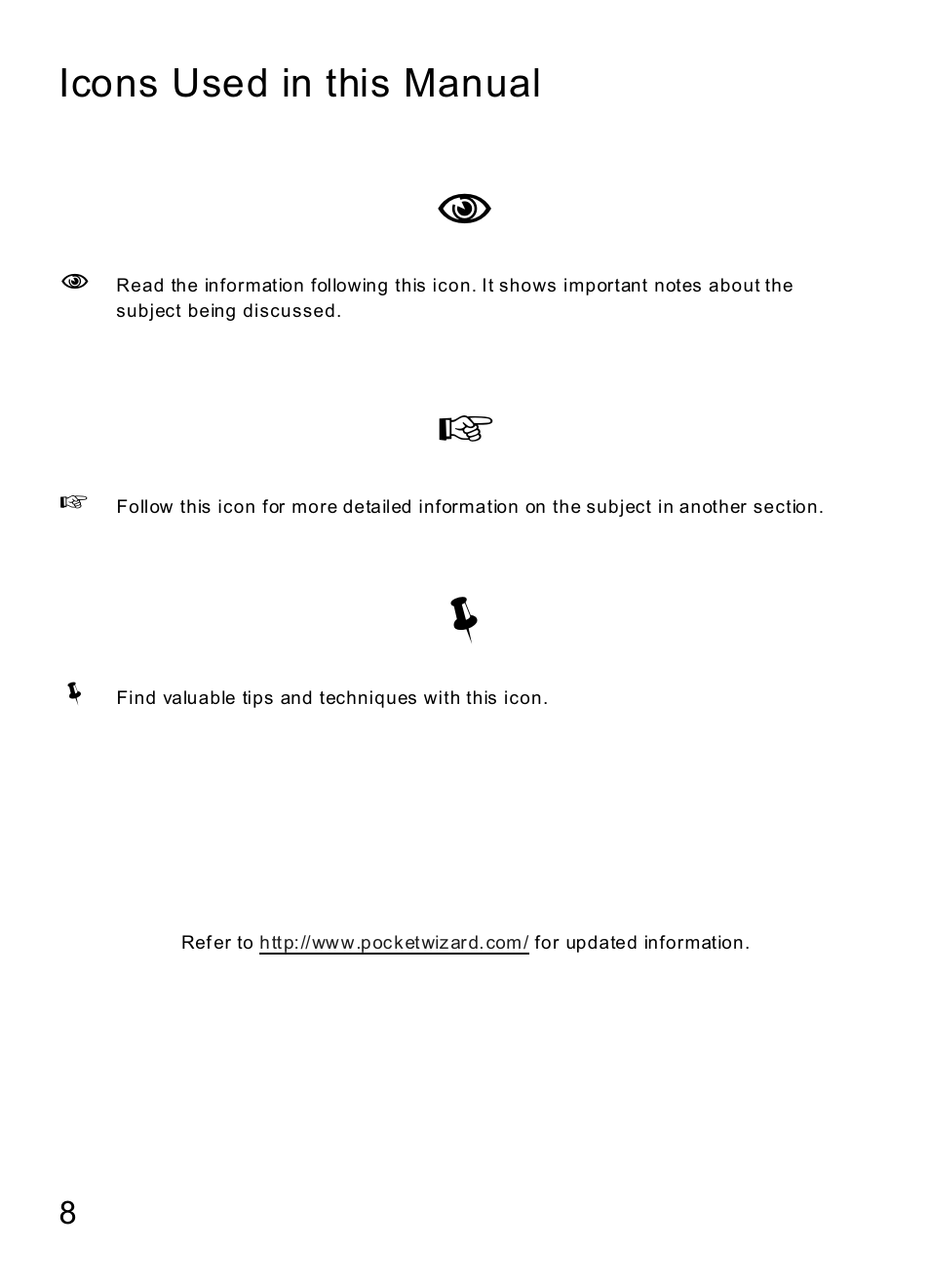 Icons used in this manual | MaxTech Transceiver User Manual | Page 7 / 55