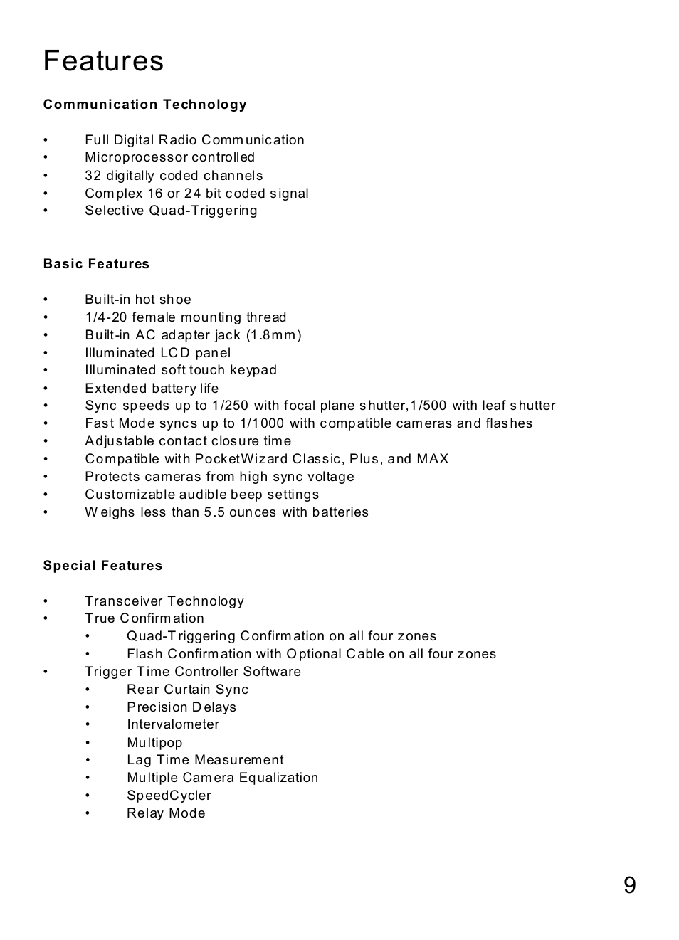 Features | MaxTech Transceiver User Manual | Page 8 / 55