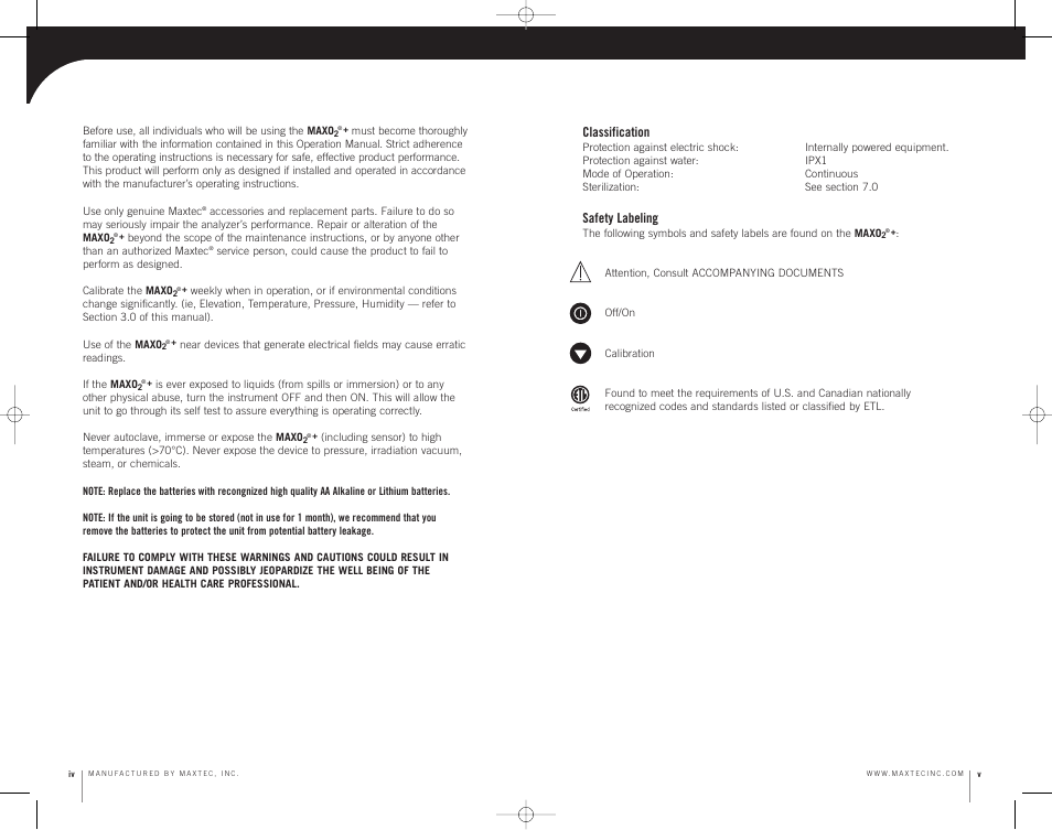 MaxTech MAXO2 User Manual | Page 3 / 13