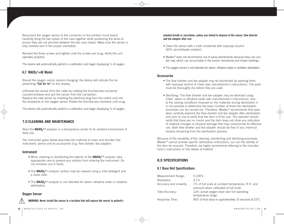 MaxTech MAXO2 User Manual | Page 9 / 13