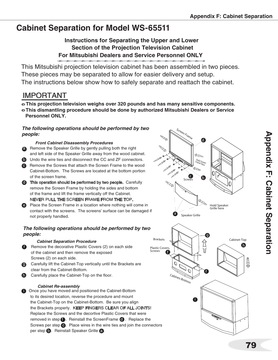 79 a p p en d ix f : c ab ine t s ep ar at io n | MITSUBISHI ELECTRIC WS-55711 User Manual | Page 79 / 92