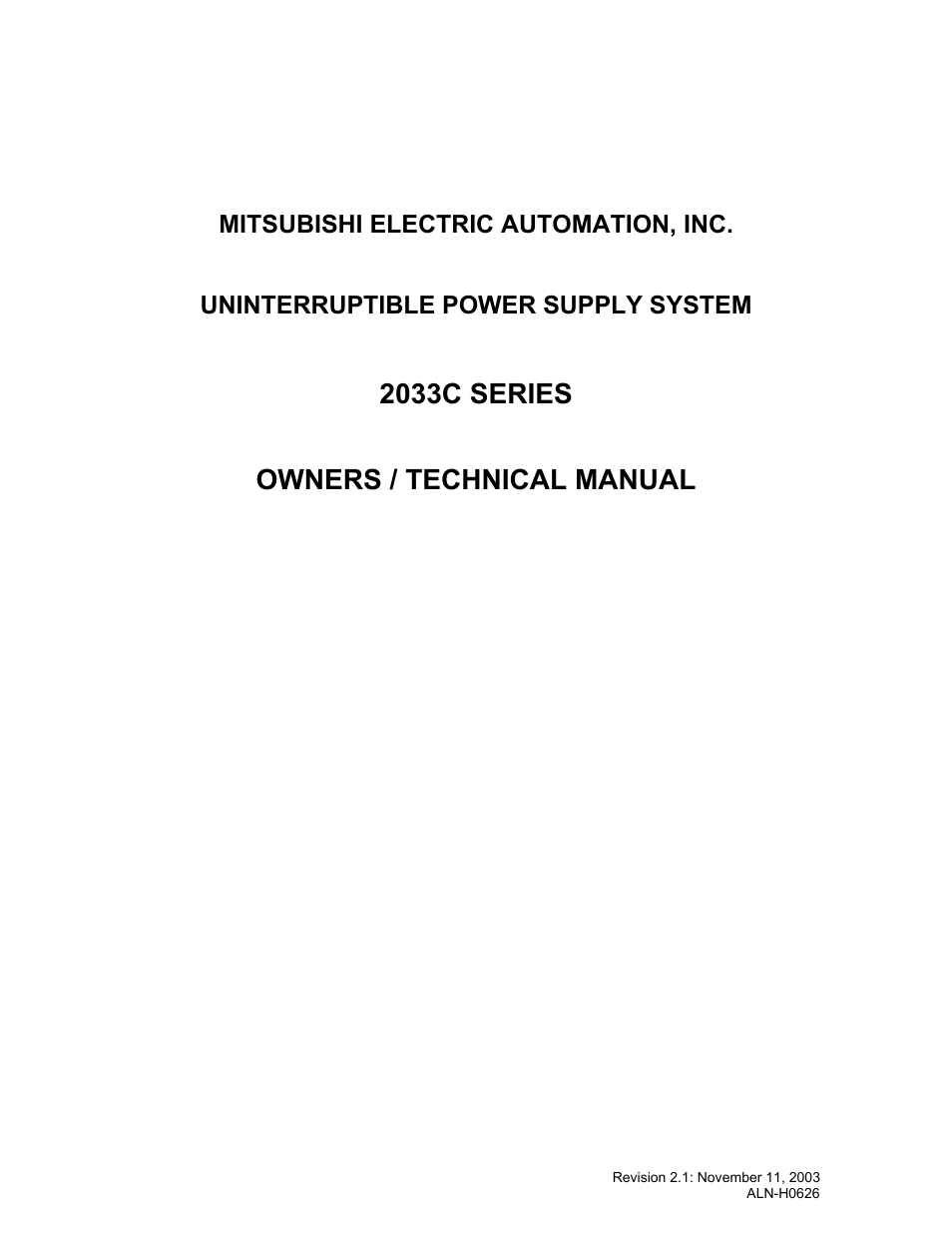 MITSUBISHI ELECTRIC 2033C User Manual | 48 pages