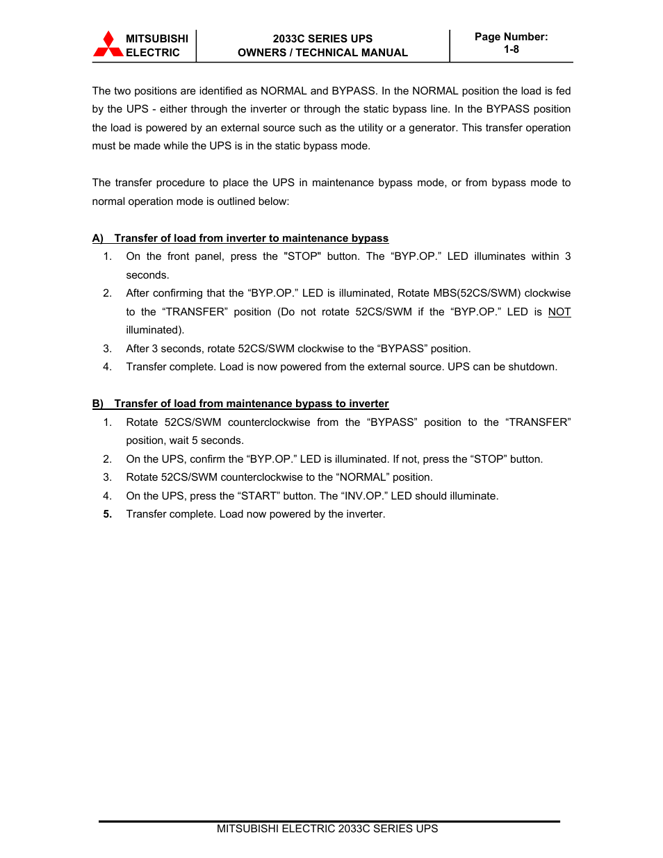 MITSUBISHI ELECTRIC 2033C User Manual | Page 14 / 48