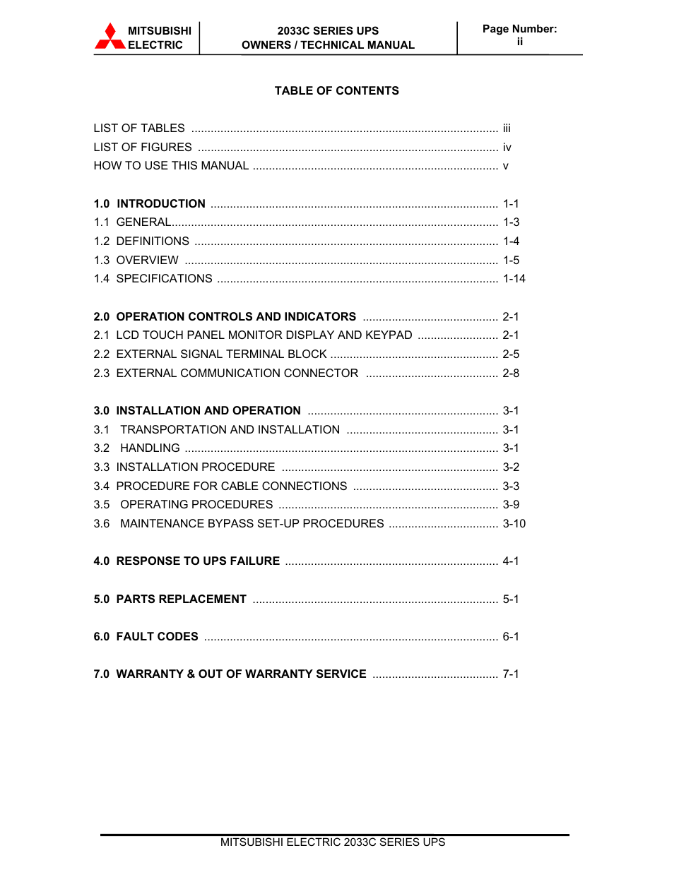 MITSUBISHI ELECTRIC 2033C User Manual | Page 3 / 48