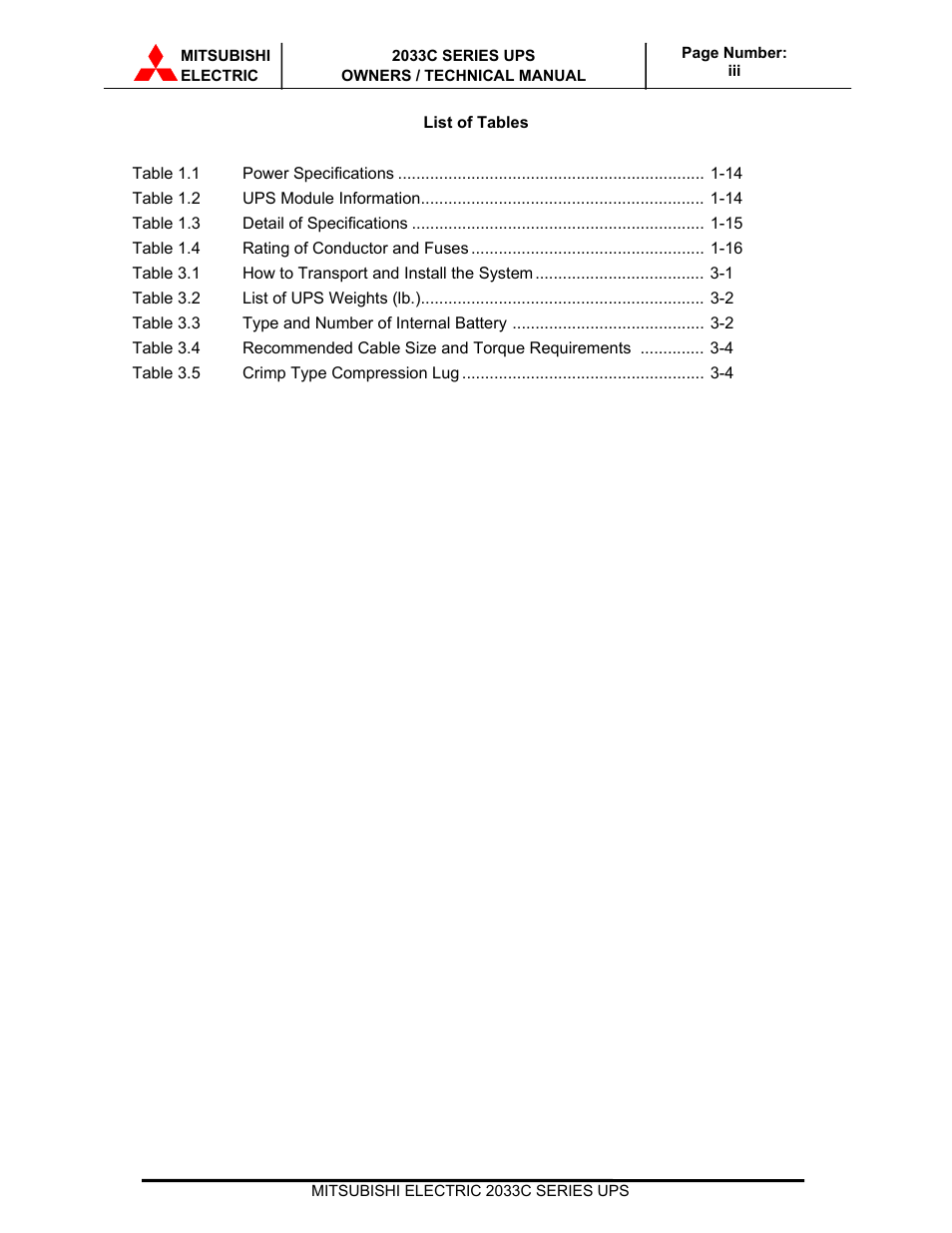 MITSUBISHI ELECTRIC 2033C User Manual | Page 4 / 48