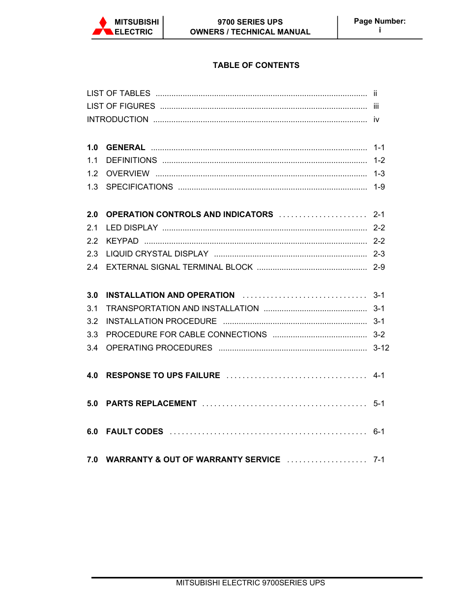 MITSUBISHI ELECTRIC 9700 Series User Manual | Page 2 / 65