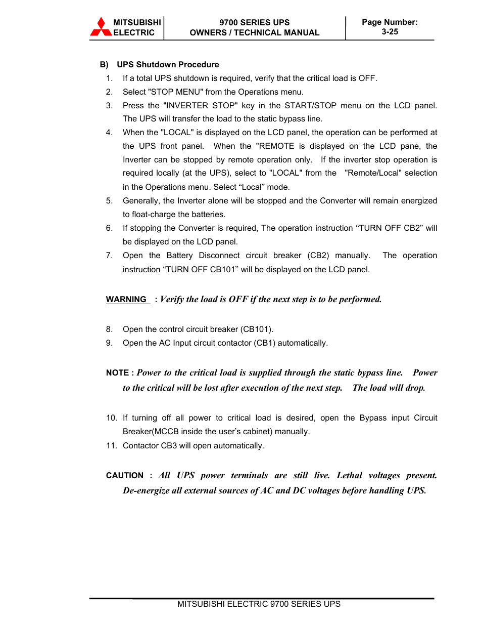 MITSUBISHI ELECTRIC 9700 Series User Manual | Page 55 / 65