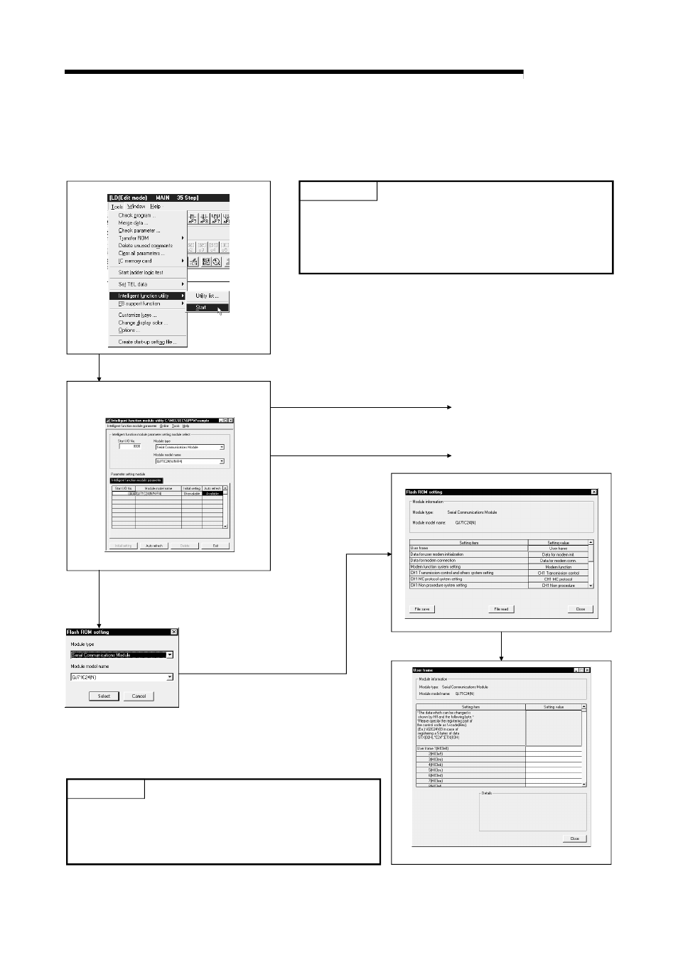 3 explanation of utility package operation, 1 operation overview, Melsec-q | Point, 2) go to next page, 1) go to next page | MITSUBISHI ELECTRIC QJ71C24N User Manual | Page 185 / 358