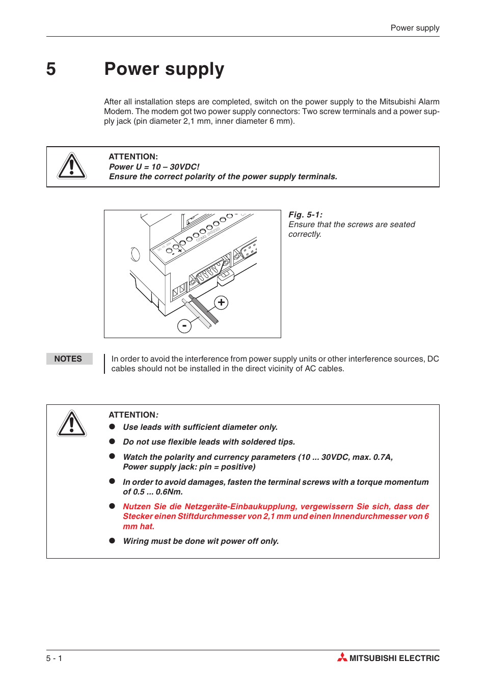 5 power supply, 5power supply | MITSUBISHI ELECTRIC MITSUBISHI MAM MAM-AM24 User Manual | Page 26 / 48