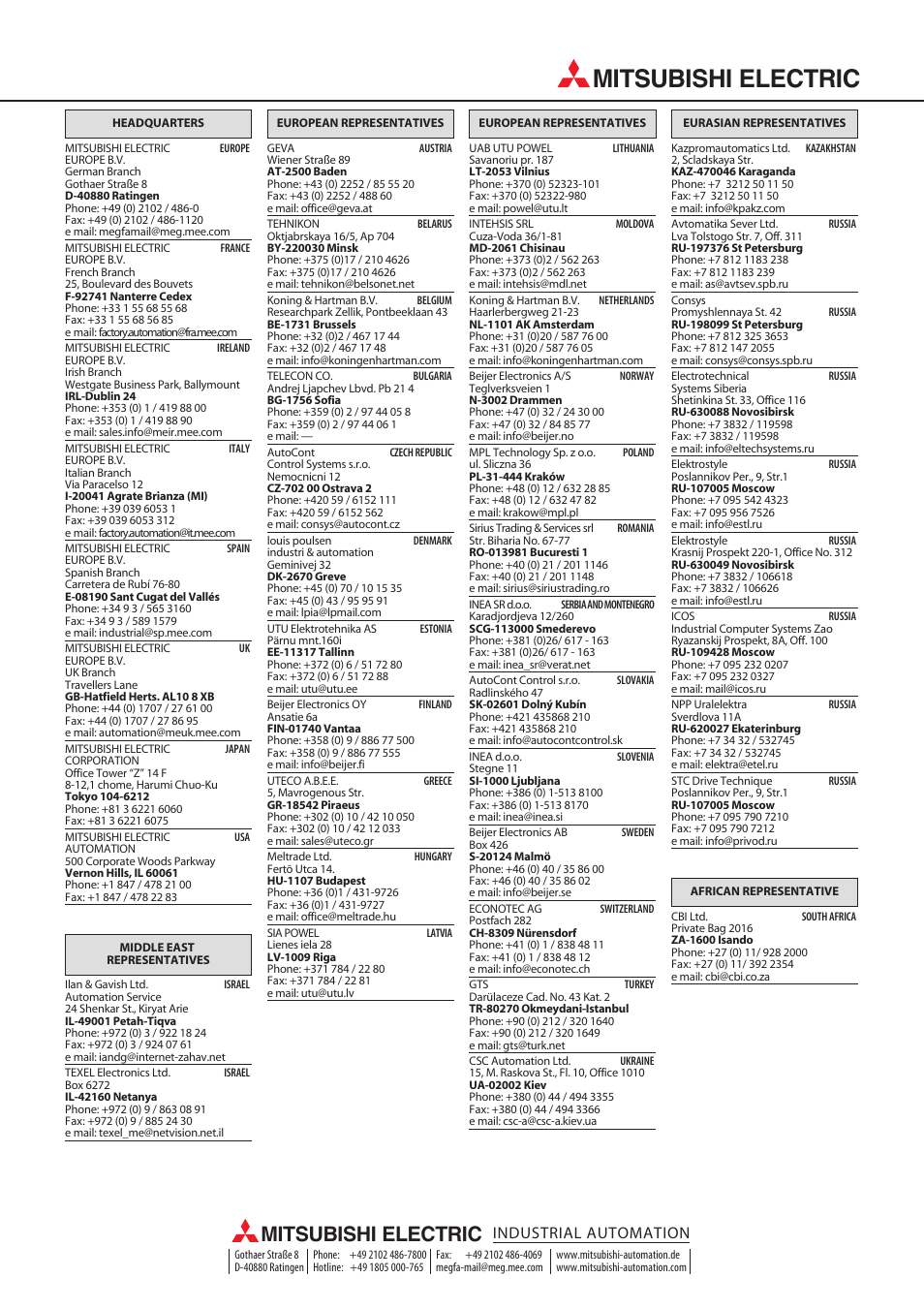 Mitsubishi electric, Industrial automation | MITSUBISHI ELECTRIC MITSUBISHI MAM MAM-AM24 User Manual | Page 48 / 48