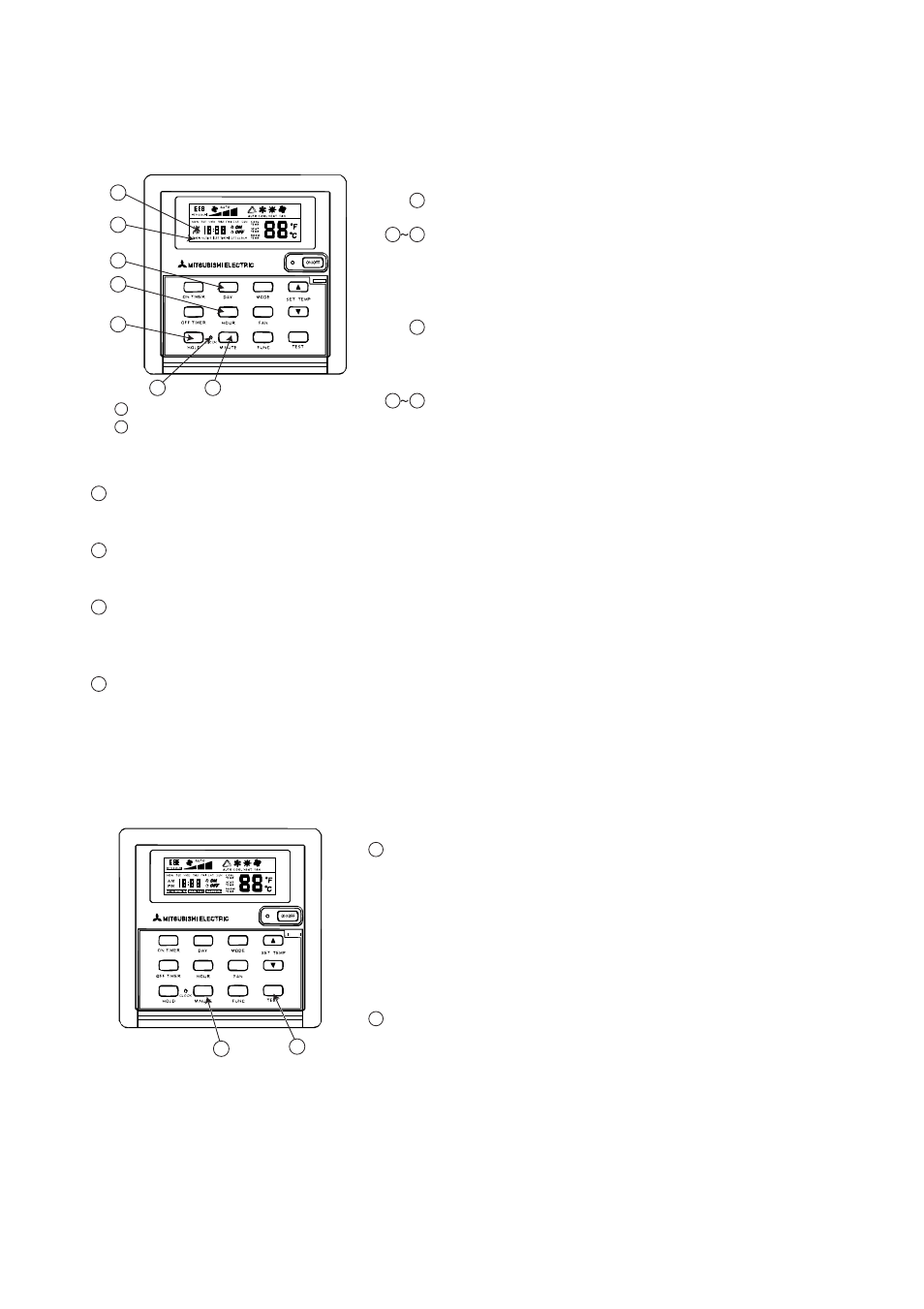 4 time setting, Clock key, Day key | Days timer key, Hour key, Minute key, Timer hold/resume key, 5 other function, Key lock, Test run | MITSUBISHI ELECTRIC PE-15MYC User Manual | Page 111 / 115