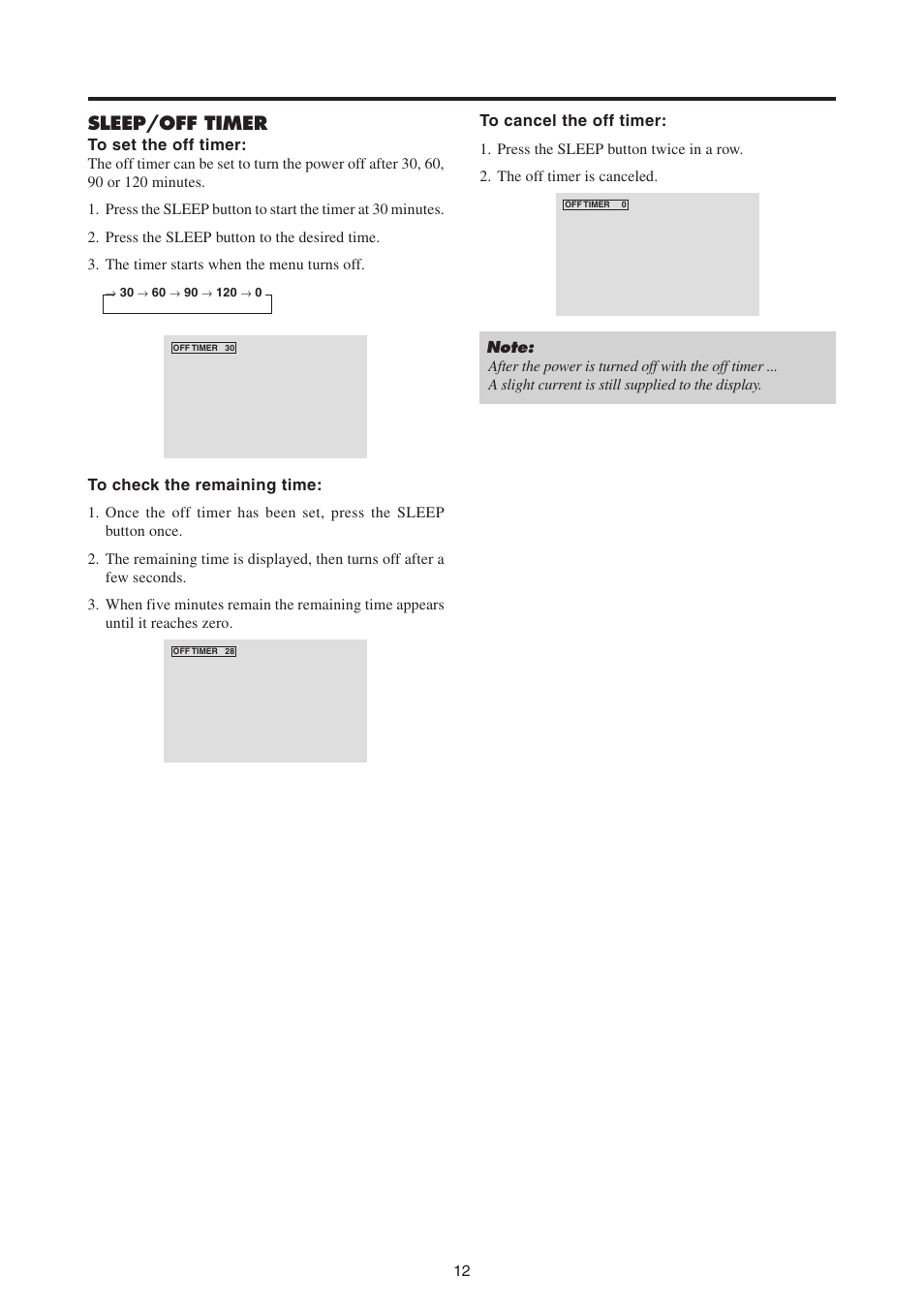 Sleep/off timer | MITSUBISHI ELECTRIC PD-4265 User Manual | Page 21 / 49