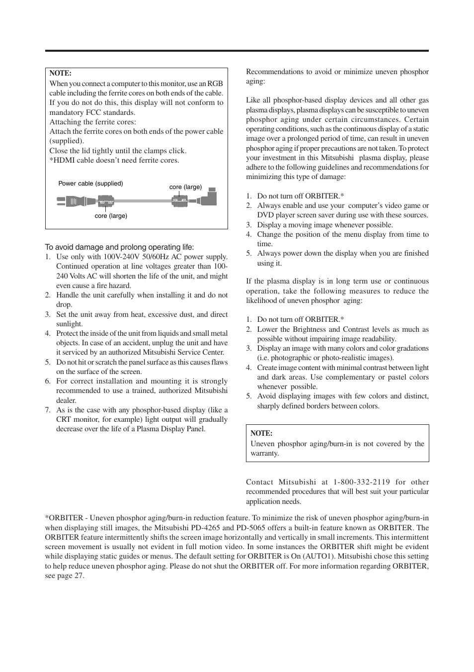 MITSUBISHI ELECTRIC PD-4265 User Manual | Page 5 / 49