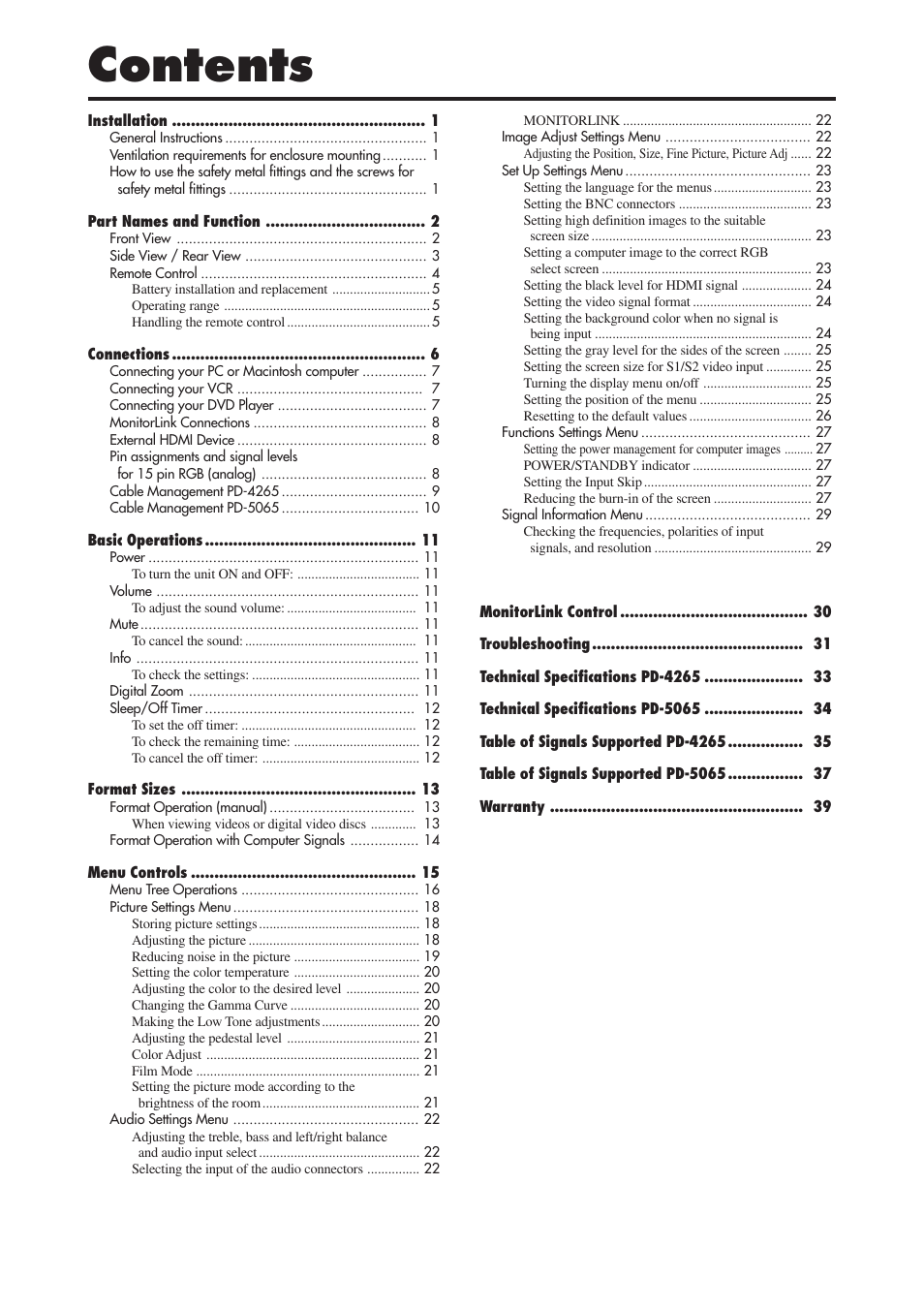 MITSUBISHI ELECTRIC PD-4265 User Manual | Page 9 / 49