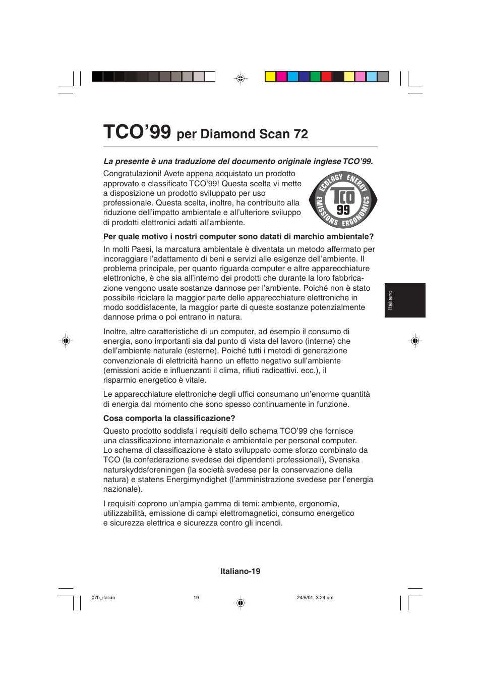 Tco’99, Per diamond scan 72 | MITSUBISHI ELECTRIC M557 User Manual | Page 111 / 116