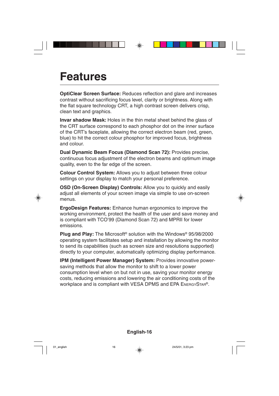 Features | MITSUBISHI ELECTRIC M557 User Manual | Page 20 / 116