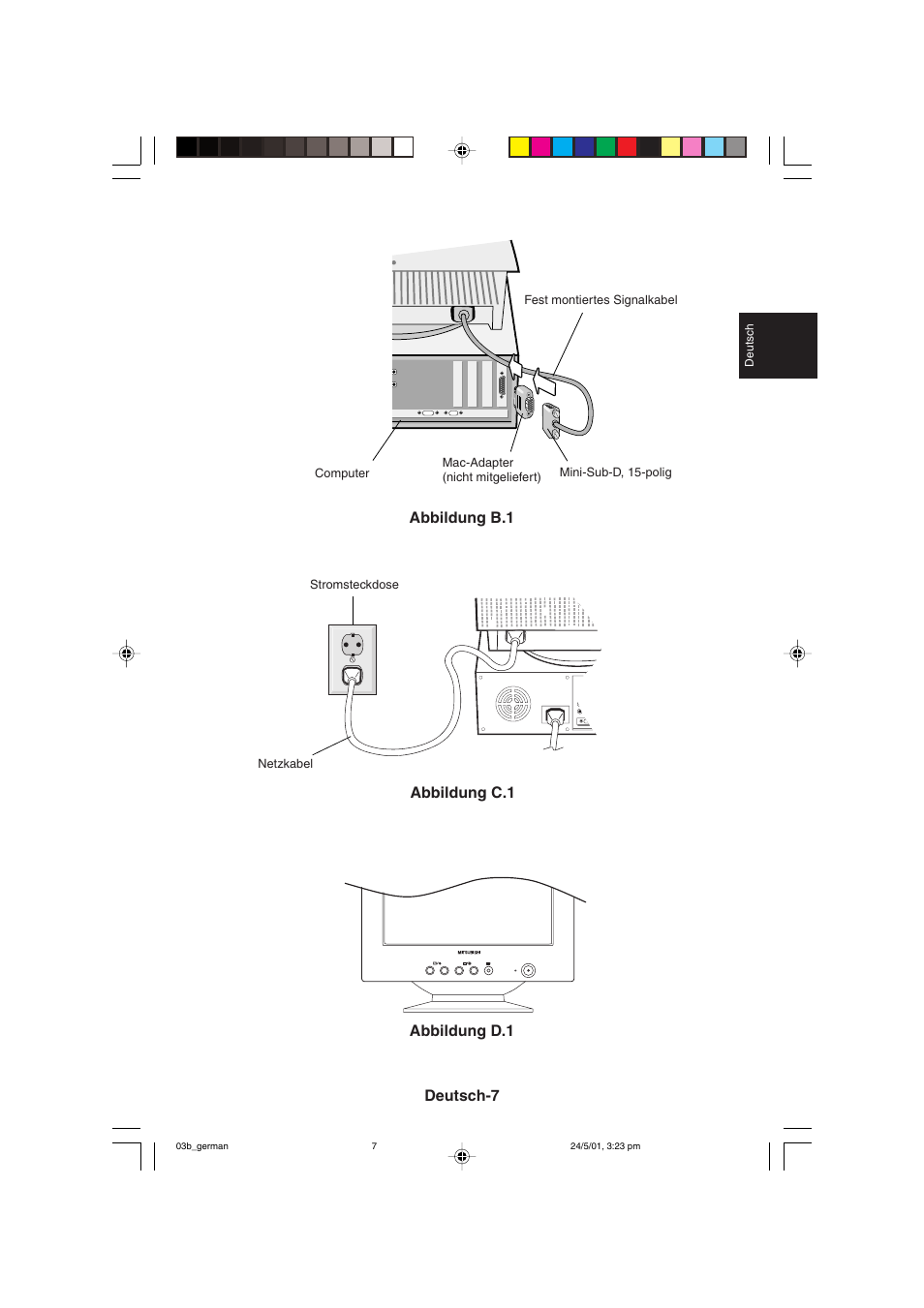 Deutsch-7, Abbildung b.1 abbildung c.1 abbildung d.1 | MITSUBISHI ELECTRIC M557 User Manual | Page 33 / 116