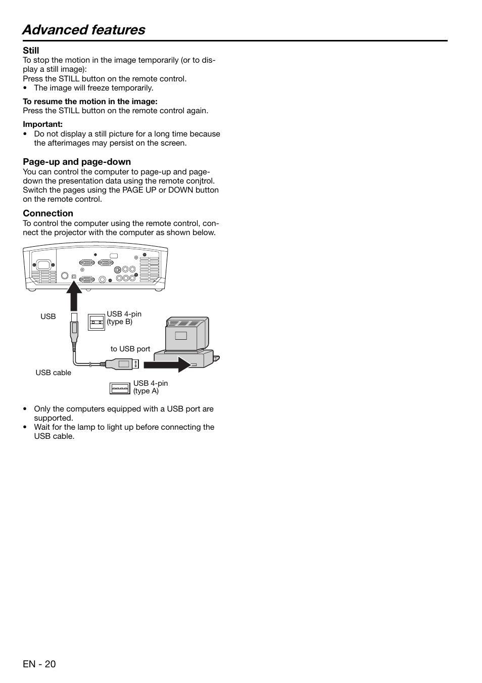 Advanced features | MITSUBISHI ELECTRIC EX100 User Manual | Page 20 / 30