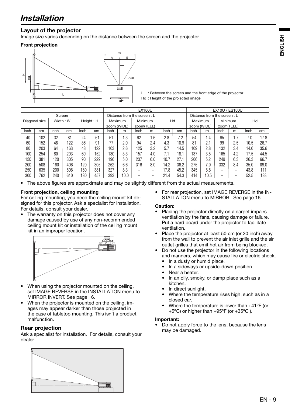 Installation, En - 9 | MITSUBISHI ELECTRIC EX100 User Manual | Page 9 / 30