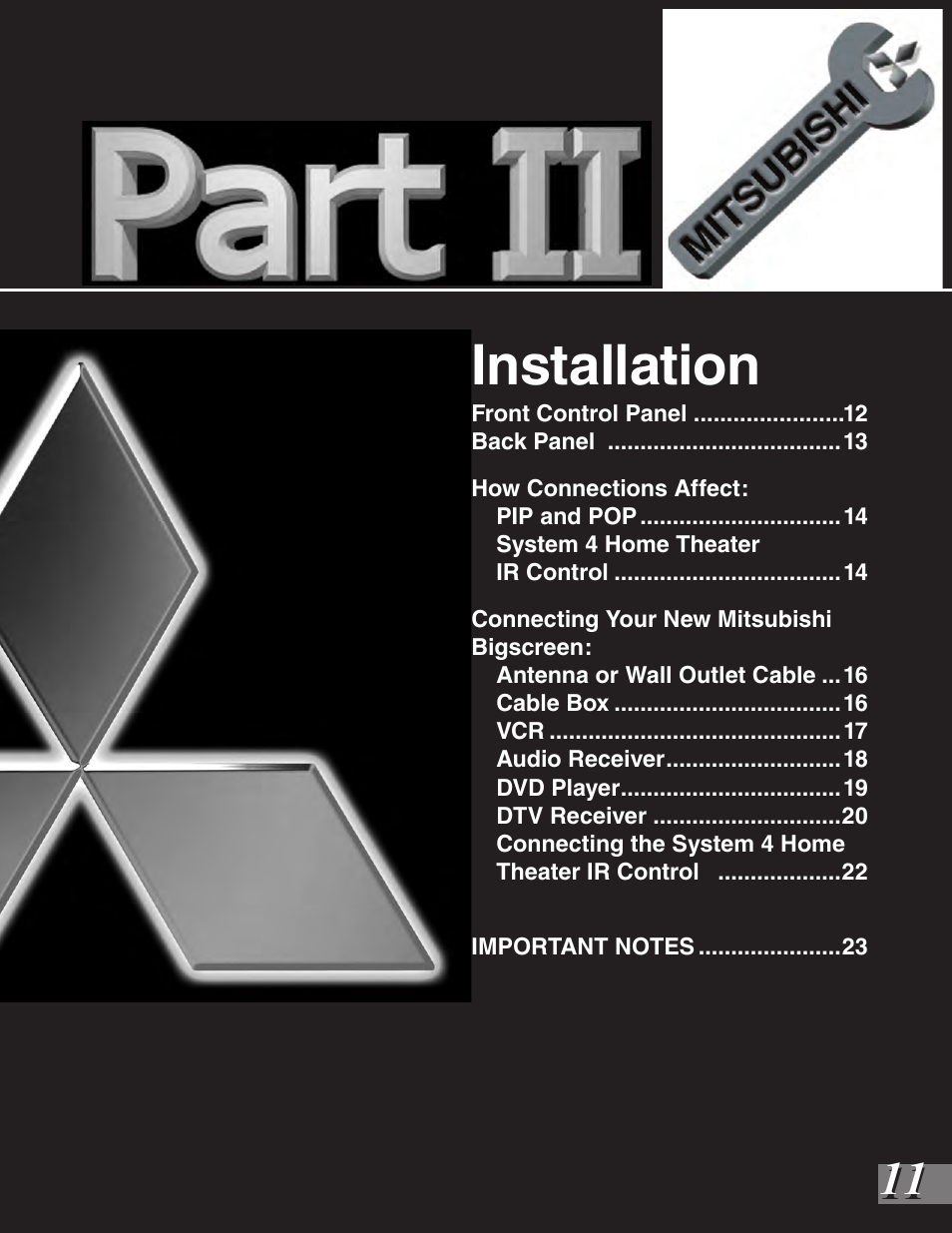 Installation | MITSUBISHI ELECTRIC VS-50111 User Manual | Page 11 / 79