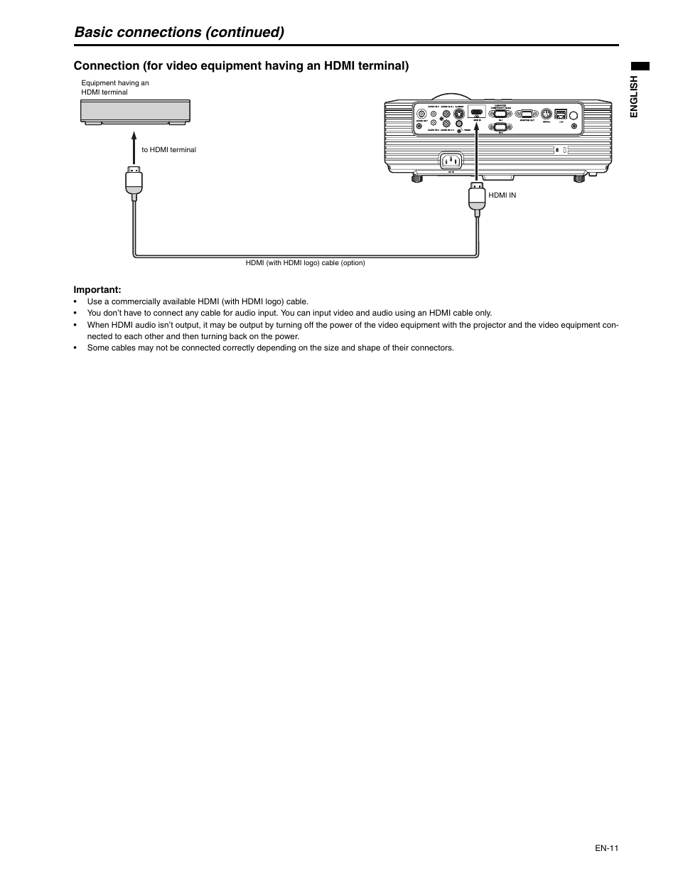 Basic connections (continued) | MITSUBISHI ELECTRIC XD250U-ST User Manual | Page 11 / 42