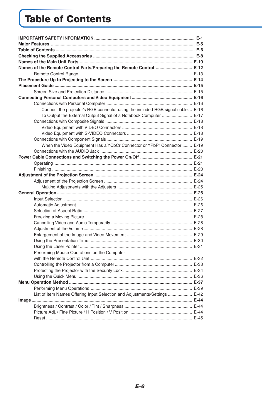 MITSUBISHI ELECTRIC DATA PROJECTOR User Manual | Page 7 / 68