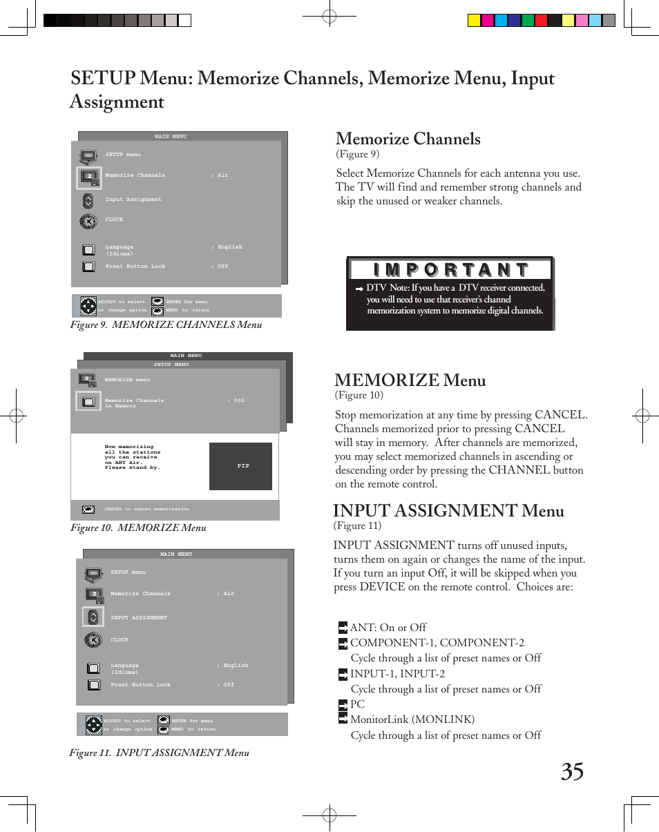 Input assignment menu | MITSUBISHI ELECTRIC LT-3050 User Manual | Page 35 / 68