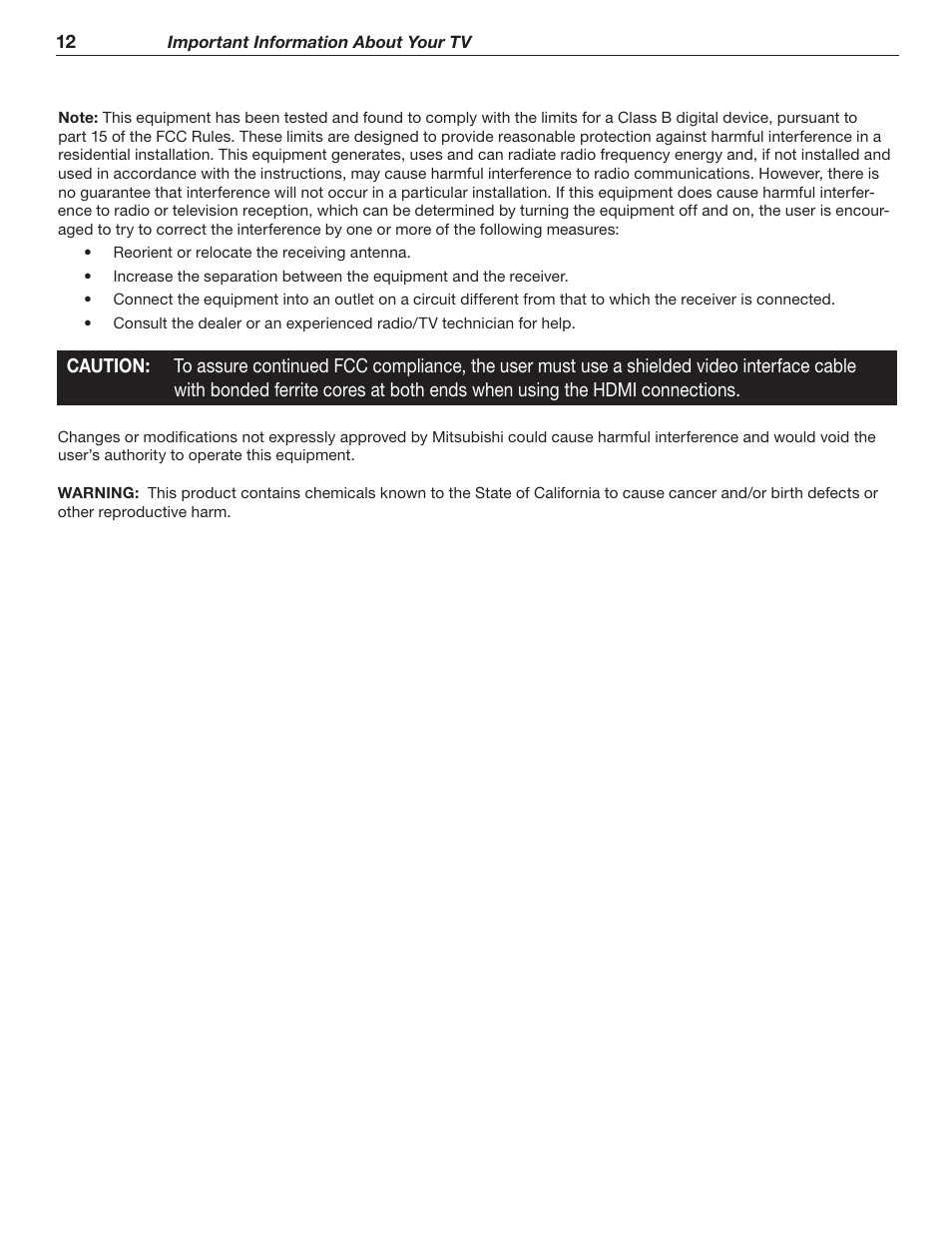 MITSUBISHI ELECTRIC WD-62526 User Manual | Page 12 / 80