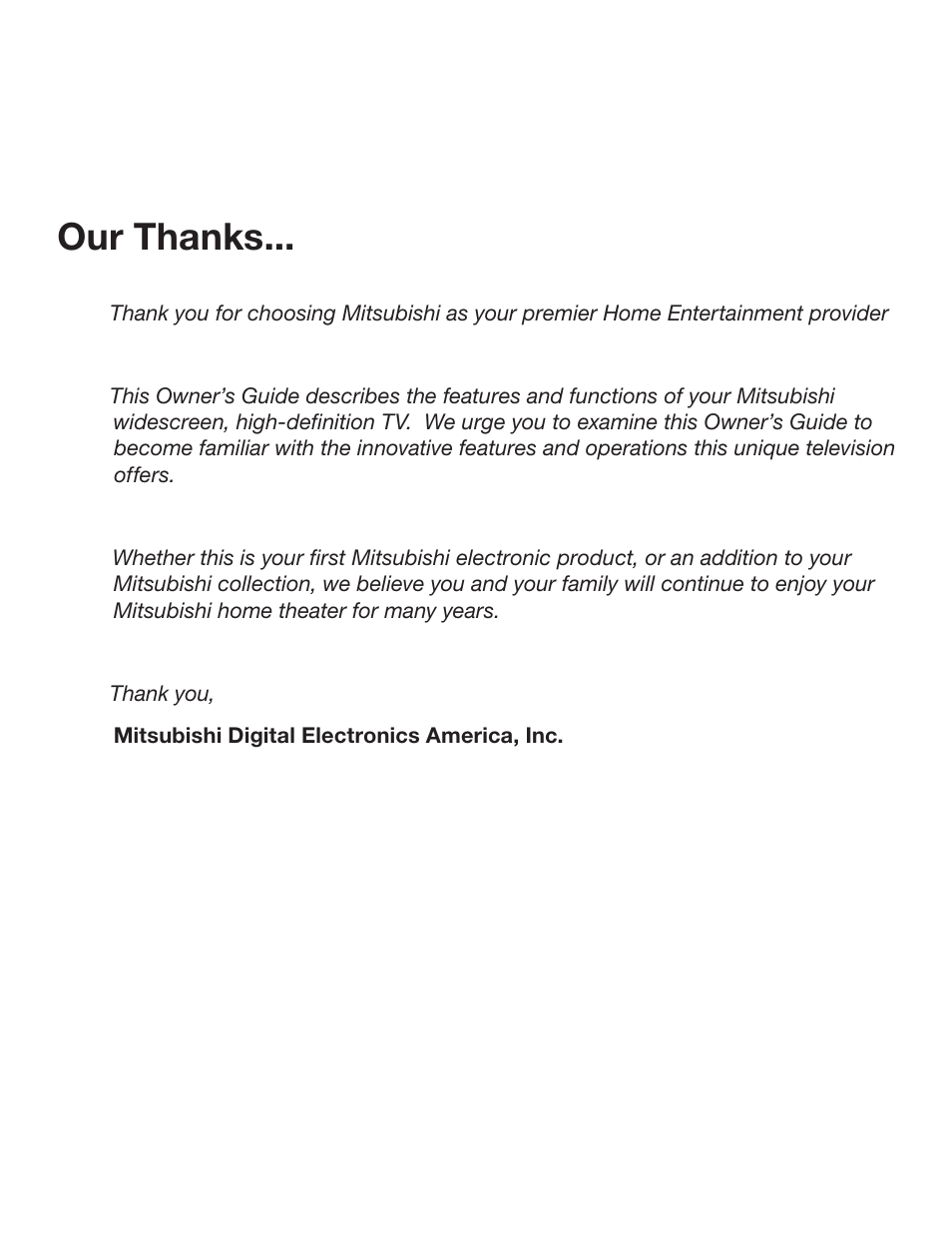 MITSUBISHI ELECTRIC WD-62526 User Manual | Page 3 / 80