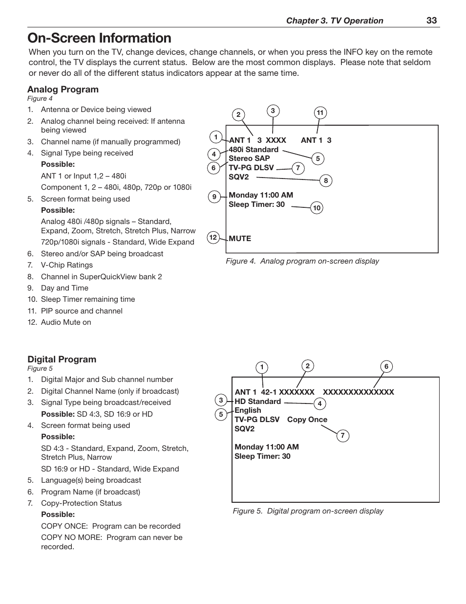 On-screen information | MITSUBISHI ELECTRIC WD-62526 User Manual | Page 33 / 80