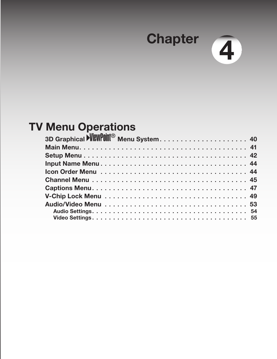 Chapter, Tv menu operations | MITSUBISHI ELECTRIC WD-62526 User Manual | Page 39 / 80