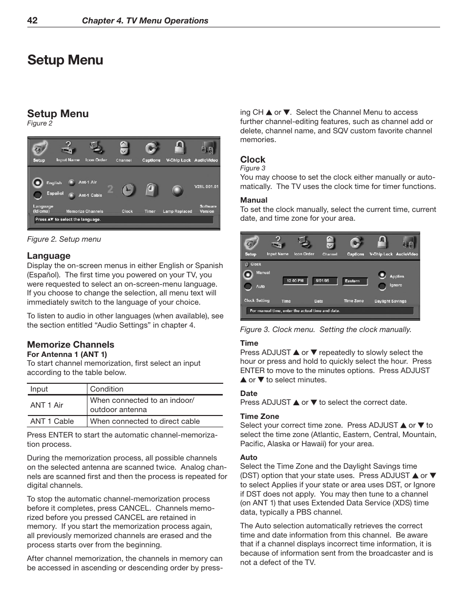 Setup menu | MITSUBISHI ELECTRIC WD-62526 User Manual | Page 42 / 80