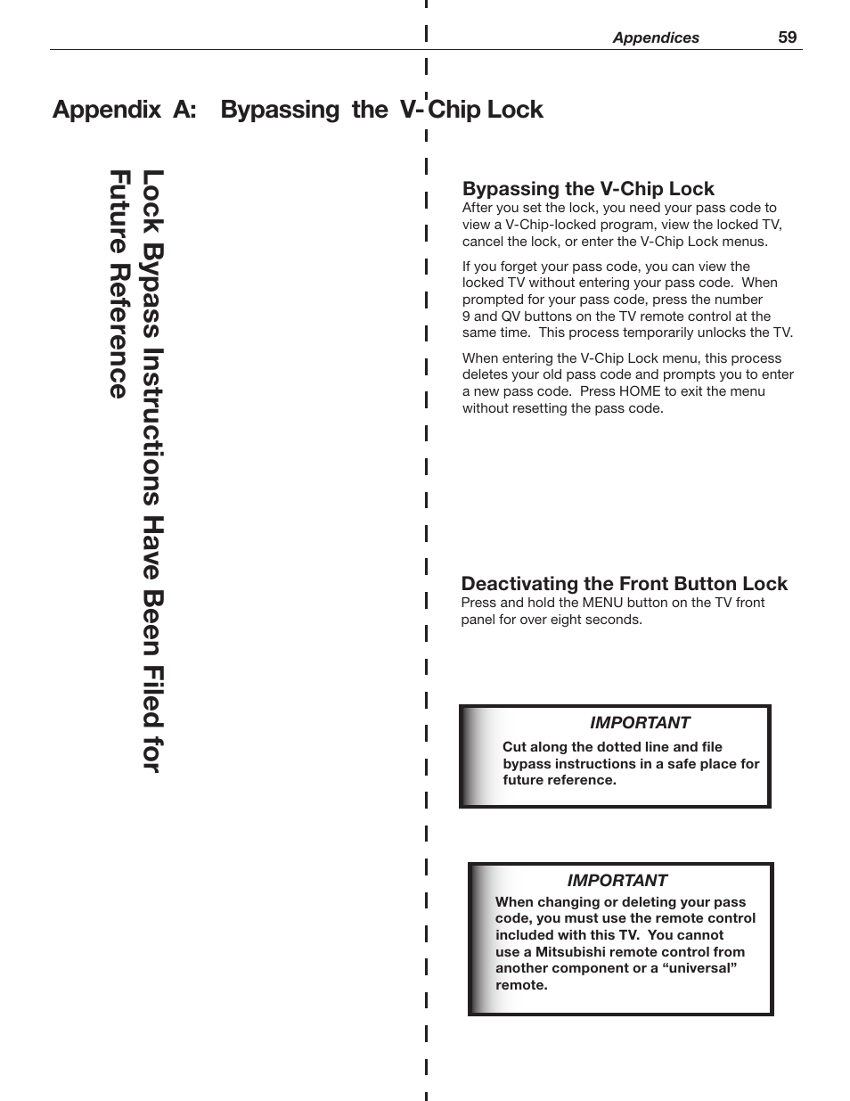 MITSUBISHI ELECTRIC WD-62526 User Manual | Page 59 / 80