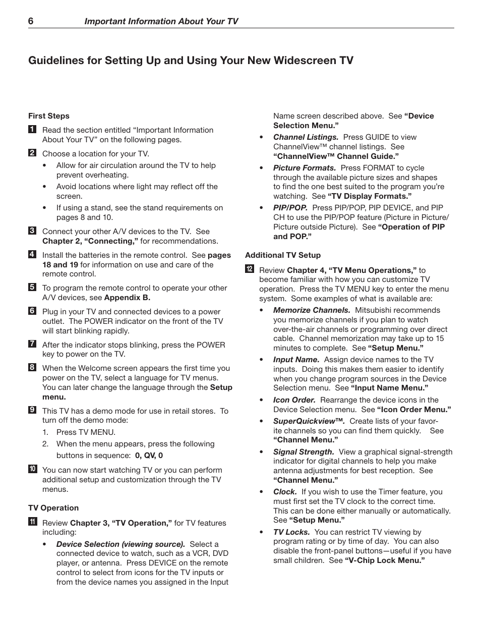 MITSUBISHI ELECTRIC WD-62526 User Manual | Page 6 / 80