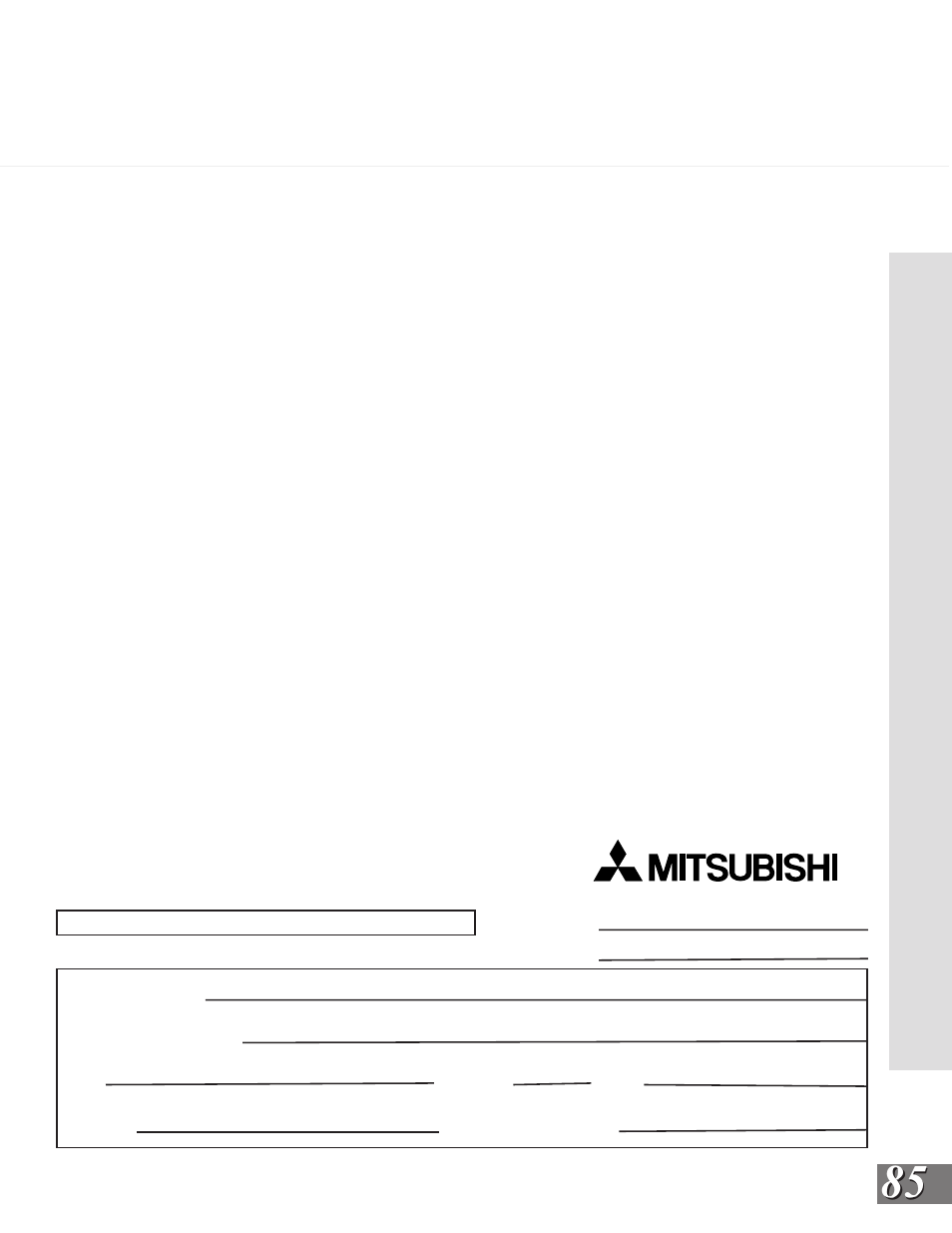 MITSUBISHI ELECTRIC WS-65909 User Manual | Page 85 / 88