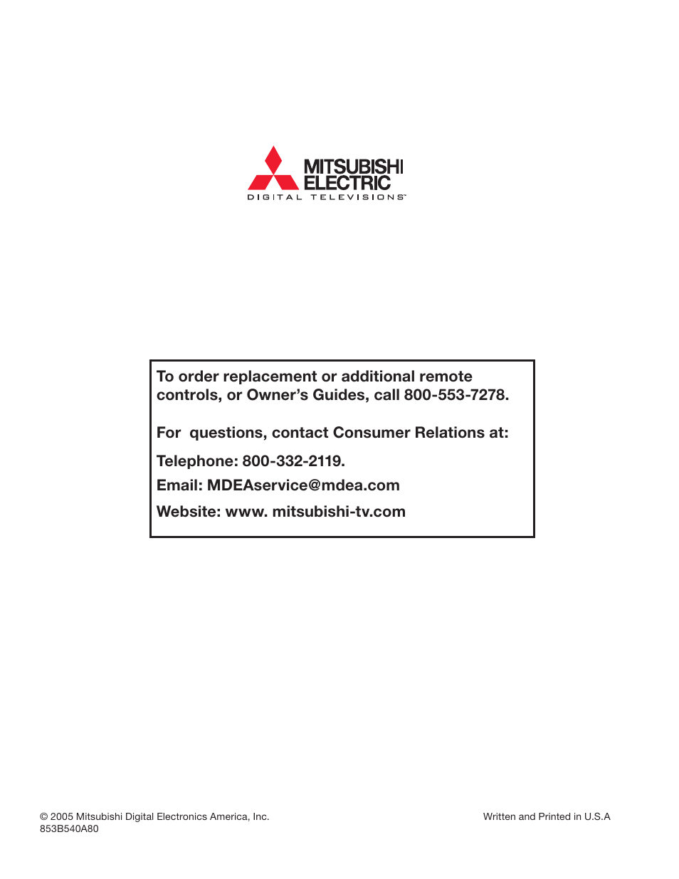 MITSUBISHI ELECTRIC LT-3280 User Manual | Page 124 / 124