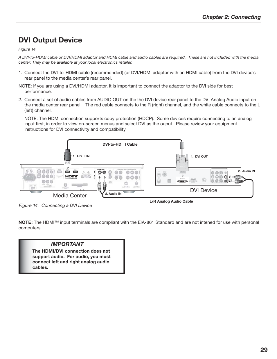 Dvi output device, Fejb$foufs %7*%fwjdf, Chapter 2: connecting | Important | MITSUBISHI ELECTRIC LT-3280 User Manual | Page 35 / 124
