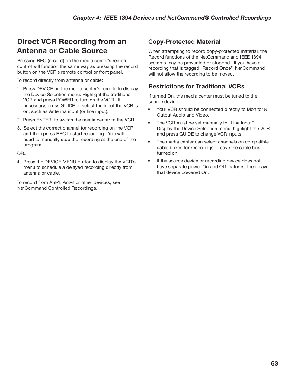 Copy-protected material, Restrictions for traditional vcrs | MITSUBISHI ELECTRIC LT-3280 User Manual | Page 69 / 124