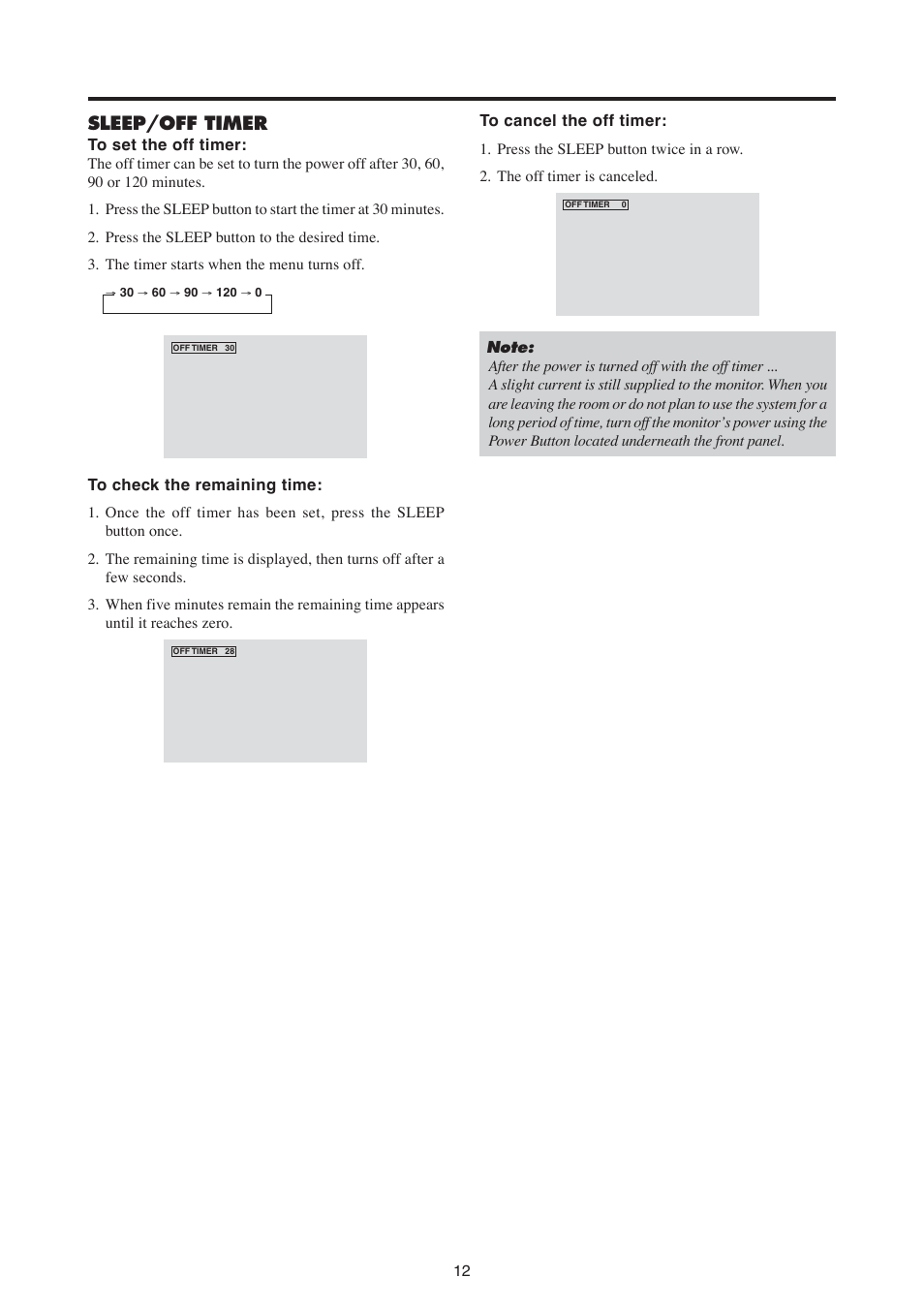 Sleep/off timer | MITSUBISHI ELECTRIC PD-6130 User Manual | Page 21 / 52