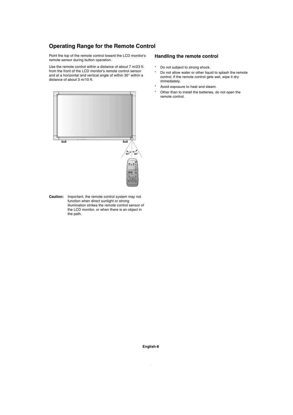 Operating range for the remote control | MITSUBISHI ELECTRIC MDT321S User Manual | Page 10 / 36