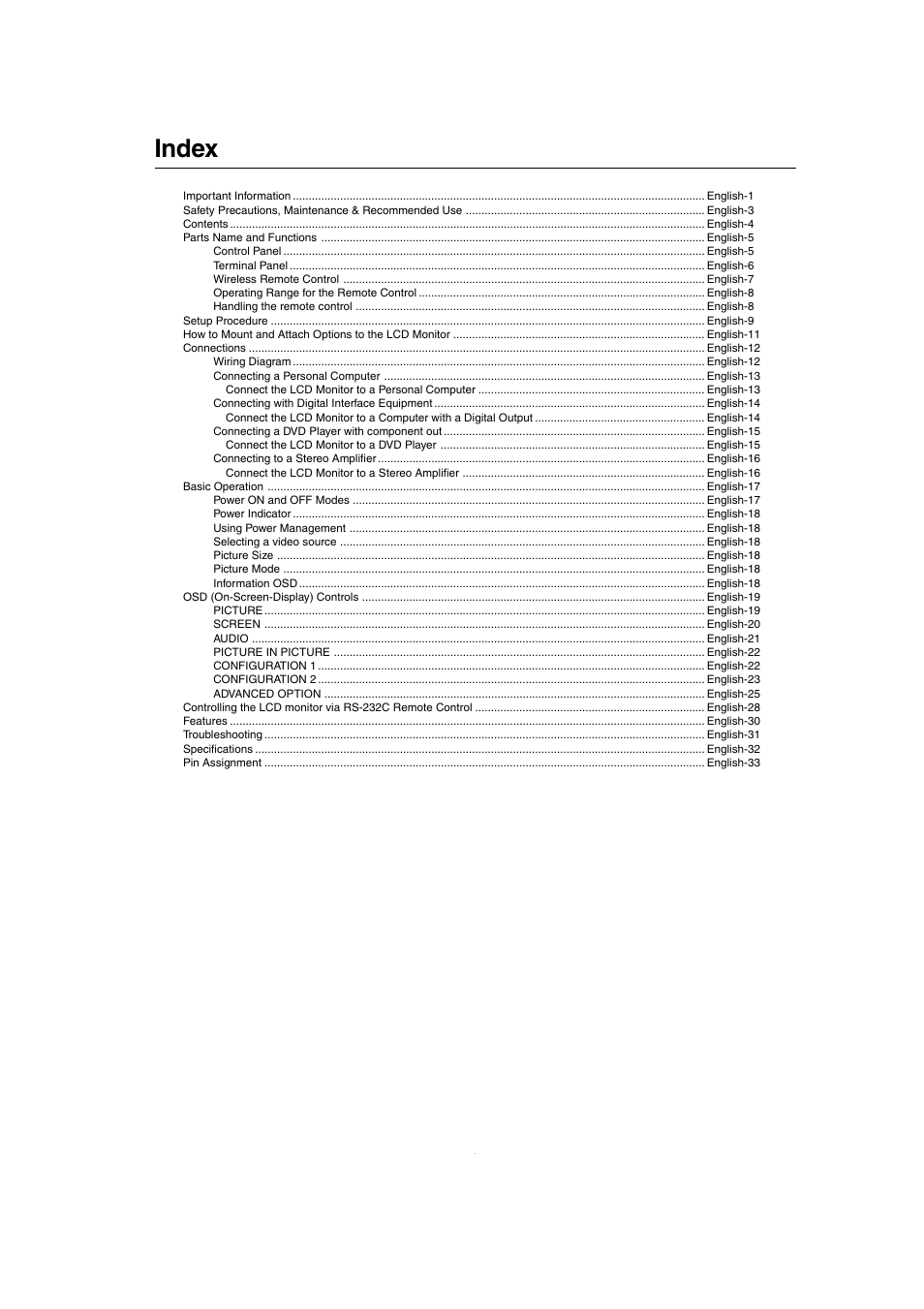 Index | MITSUBISHI ELECTRIC MDT321S User Manual | Page 2 / 36